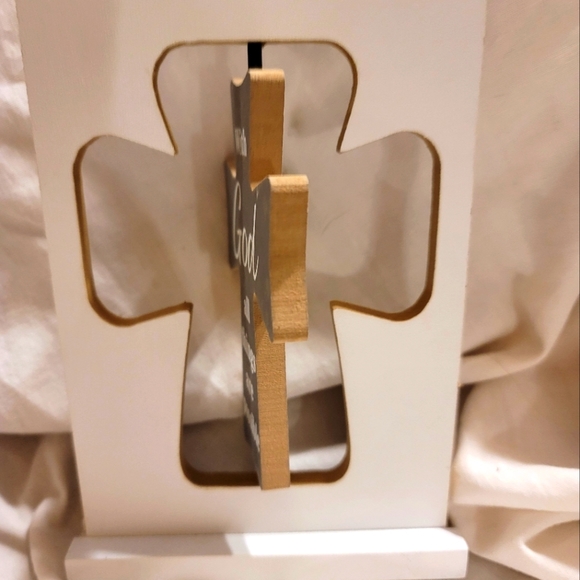 NWT SPINNING ROTATING INSPIRATIONAL SIGN STAND CROSS PRAYER GRATITUDE GI… - Picture 3 of 7
